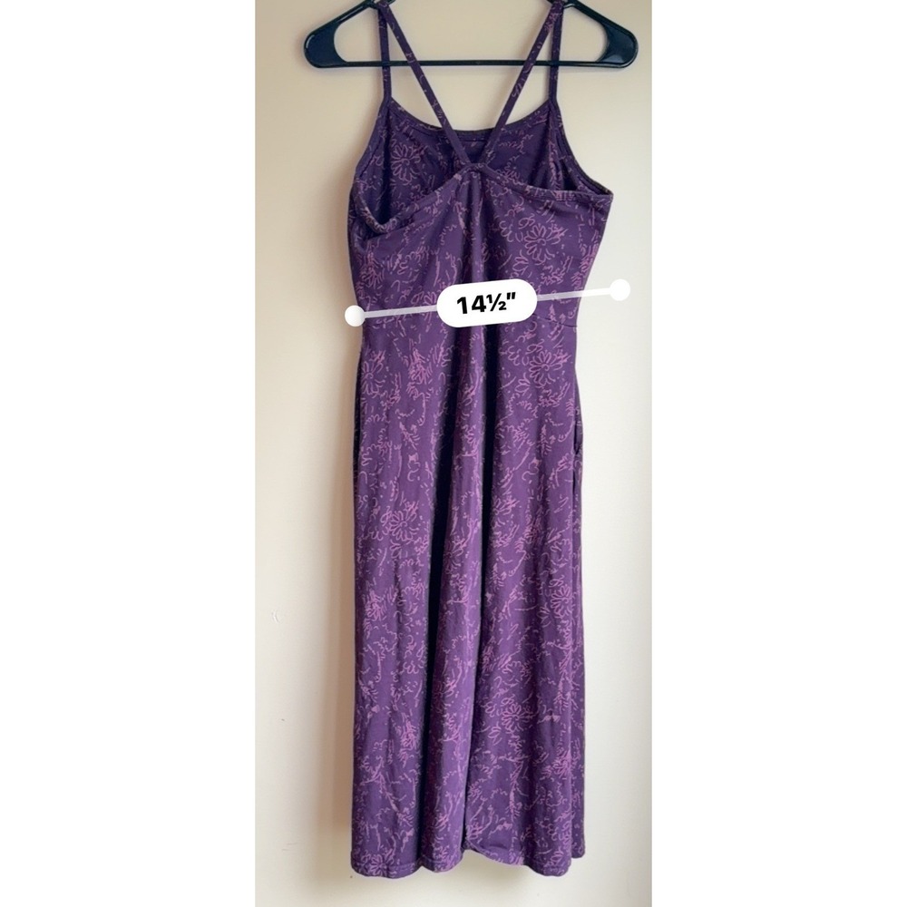 Pact Floral Organic Cotton Midi Dress Sz M Purple Criss Cross Back Beach Coastal - Picture 9 of 13